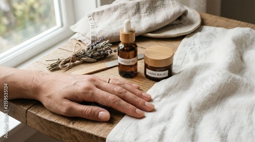 Natural Hand Care Setup with Cuticle Oil and Mandal Balm