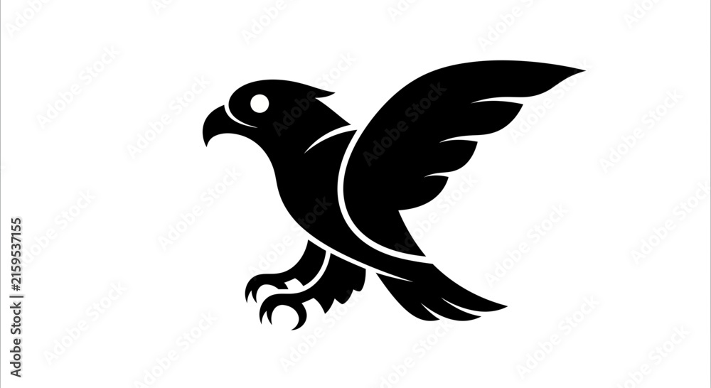 Fototapeta premium Minimalist Black Silhouette of a Soaring Eagle Vector Illustration for Creative Branding and Graphic Design Projects