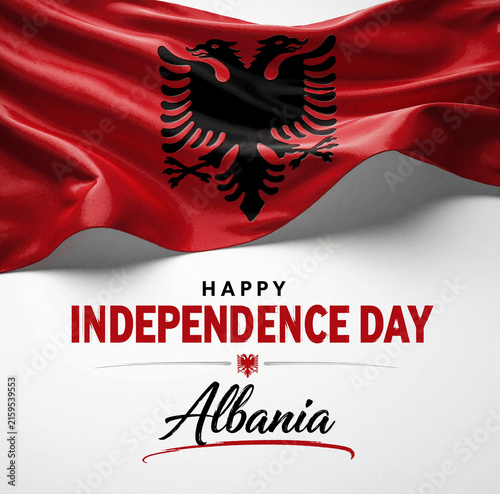 Albania Independence Day Celebration with Waving National Flag