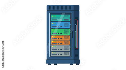 Isolated Server Rack with Network Equipment and Cables