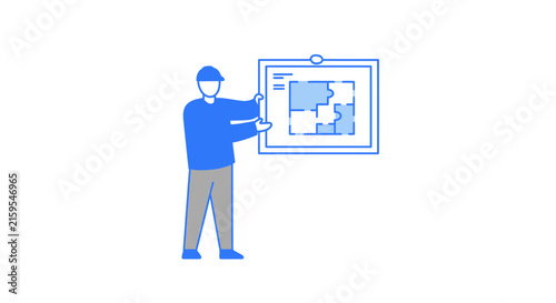 Man Presenting Puzzle Board Isolated Transparent Background