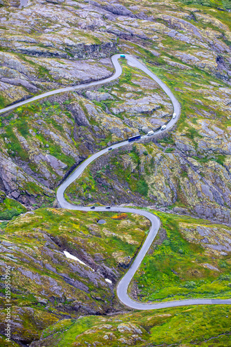 Winding Mountain Road to Dalsnibba Above Geiranger, Norway