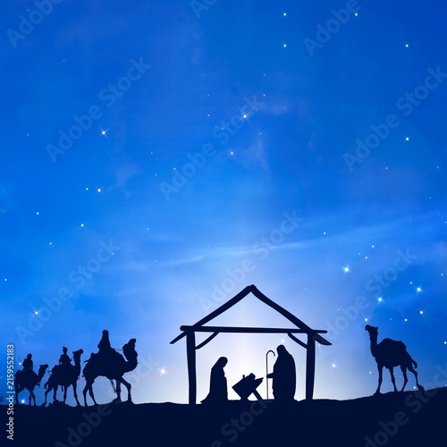 Photography Three Wise Men background, silhouette border