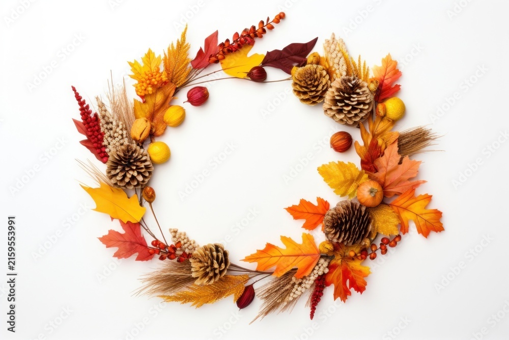 Fototapeta premium Wreath autumn plant leaf.