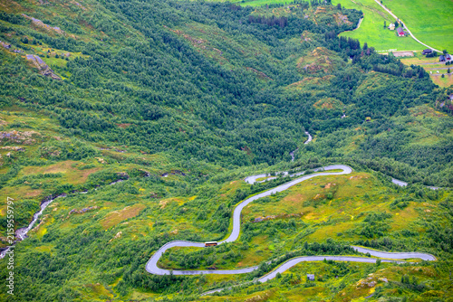 Winding Mountain Road to Dalsnibba Above Geiranger, Norway