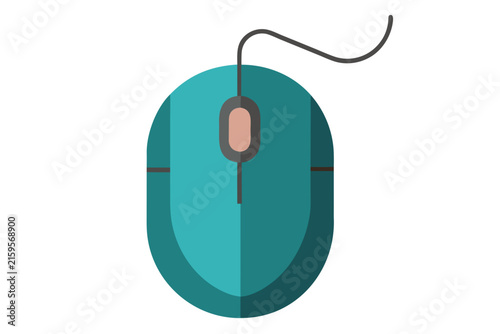 Modern teal wireless computer mouse isolated on bright white background for office use