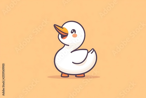 Playful duck on a warm background