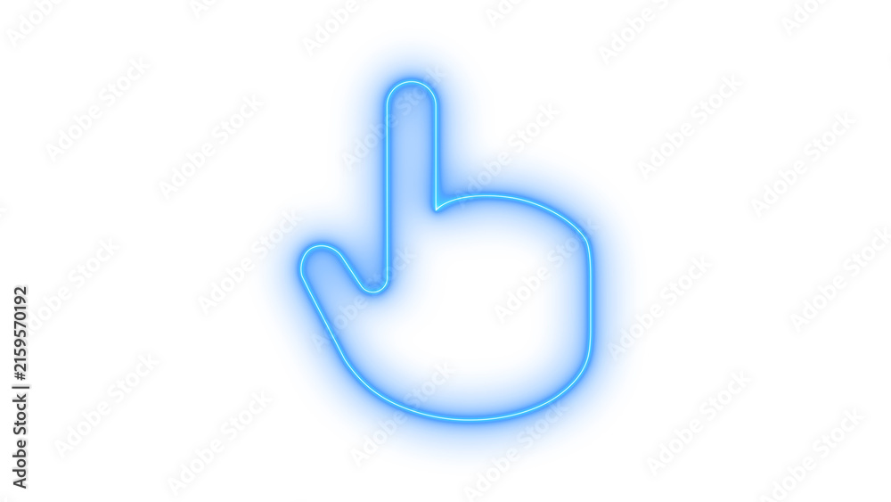 Fototapeta premium Glowing neon hand pointing up icon isolated on transparent background. Click gesture. Touch screen pointer. Cursor arrow. Web navigation.
