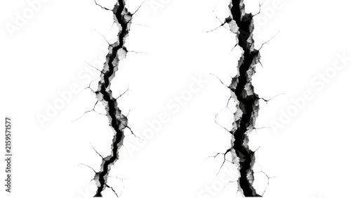 Cracks on the wall isolated on transparent background