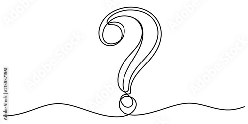 Continuous single line drawing of a question mark symbol