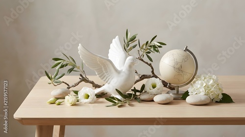 A refined and delicate floral arrangement features pristine white orchids alongside beautifully preserved dried flowers and a radiant golden sphere resting on light