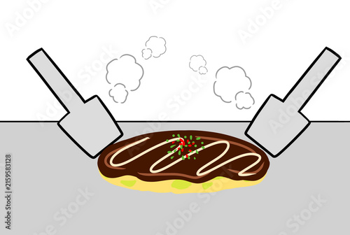 Okonomiyaki illustration 
お好み焼き　イラスト