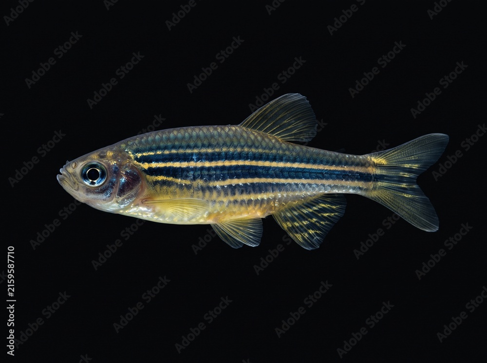 Fototapeta premium Giant Danio (Devario aequipinnatus) Isolated on Black Background