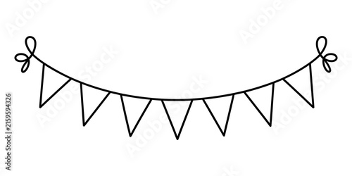Black and white hand drawn bunting flags garland for celebration