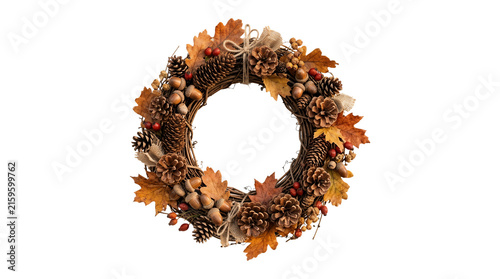 Autumn Wreath Fall Leaves Seasonal Decoration.