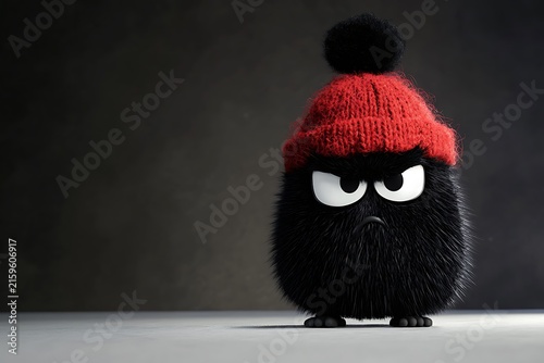 Angry bird wearing a red hat