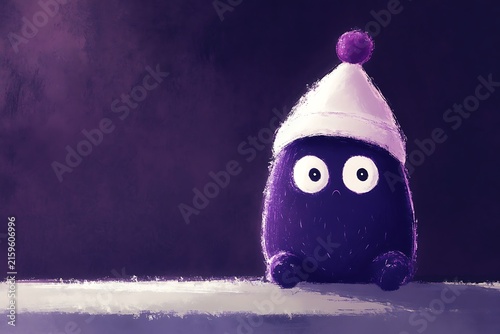 Cute owl toy in winter setting