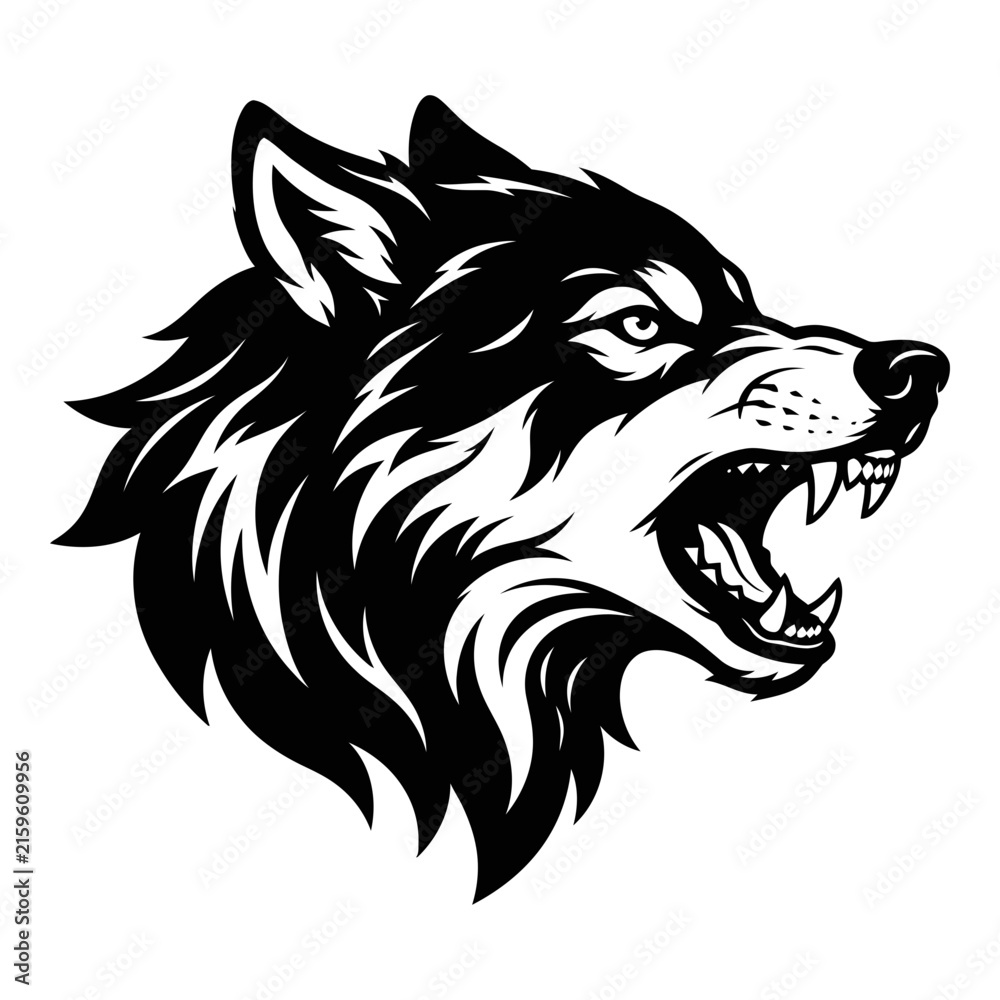 Fototapeta premium Black and white wolf head logo design