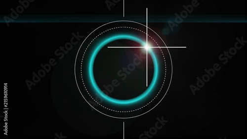 Glowing solar eclipse with concentric circular rings and crosshair overlay concept representing astronomical phenomenon, celestial event, cosmic science, space observation, and universe exploration