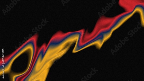 Abstract noise grainy fluid wave background with red yellow and blue gradient distortion on black, digital illustration asset for modern web design, futuristic poster, and event banner