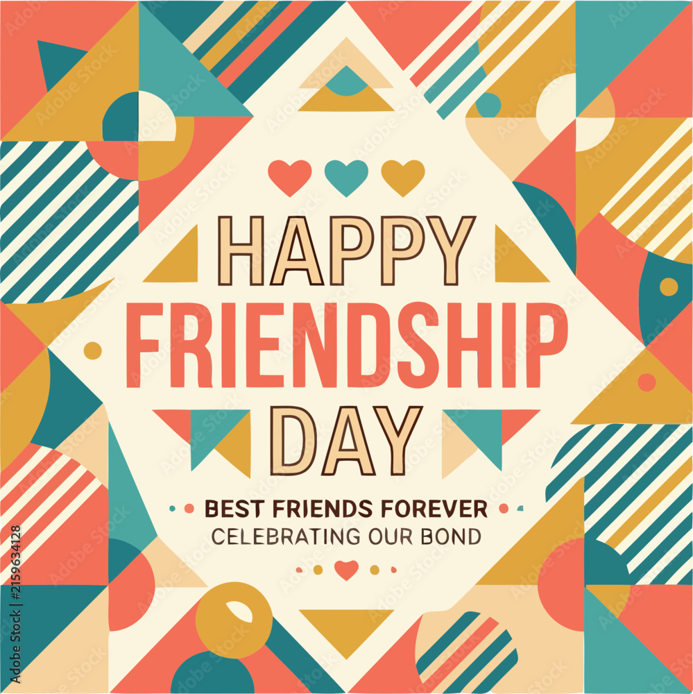 Obraz premium Happy friendship day colorful geometric design