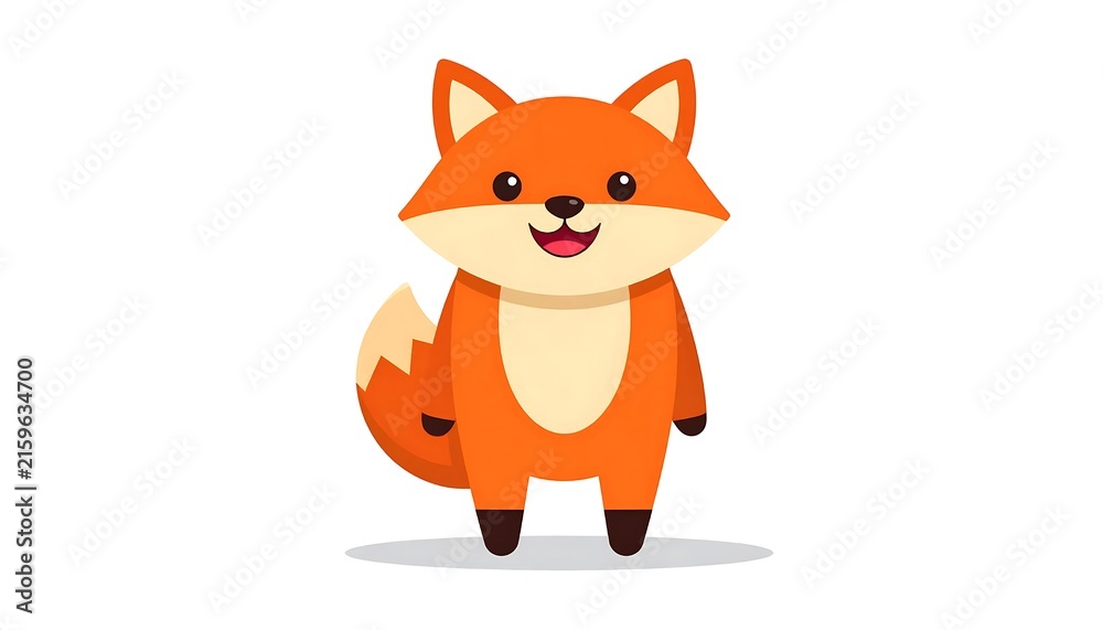 Fototapeta premium Cute cartoon fox character standing upright.