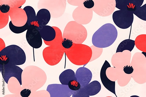 Vibrant floral pattern with bold poppies
