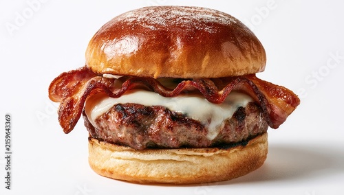 Delicious Bacon Cheeseburger with Melted Cheese and Crispy Bacon.