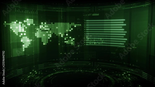 Futuristic global financial data visualization, world map and digital globe with candlestick chart, stock trading analytics, forex market dashboard, fintech infographic, big data interface