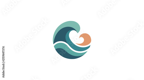 Industrial Modern Wave Logo Design with Gradient Blue Teal and Coral Color Scheme with high quality professional line art symbols for modern creative design and digital branding projects