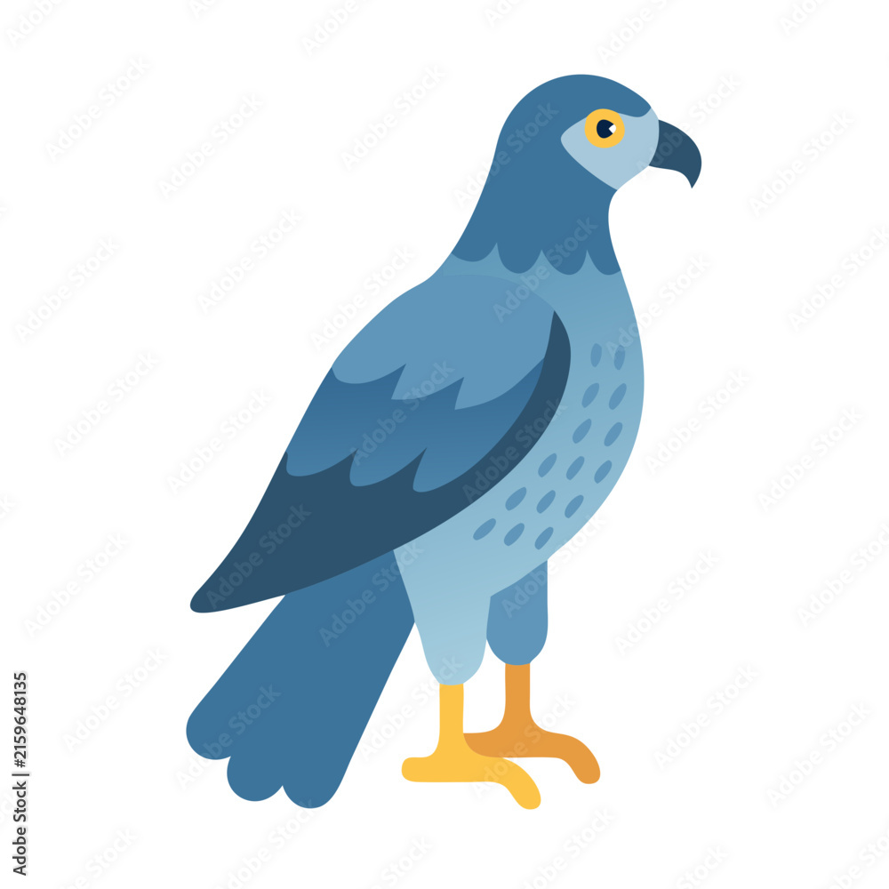 Obraz premium Stylized blue hawk vector image illustration on black background