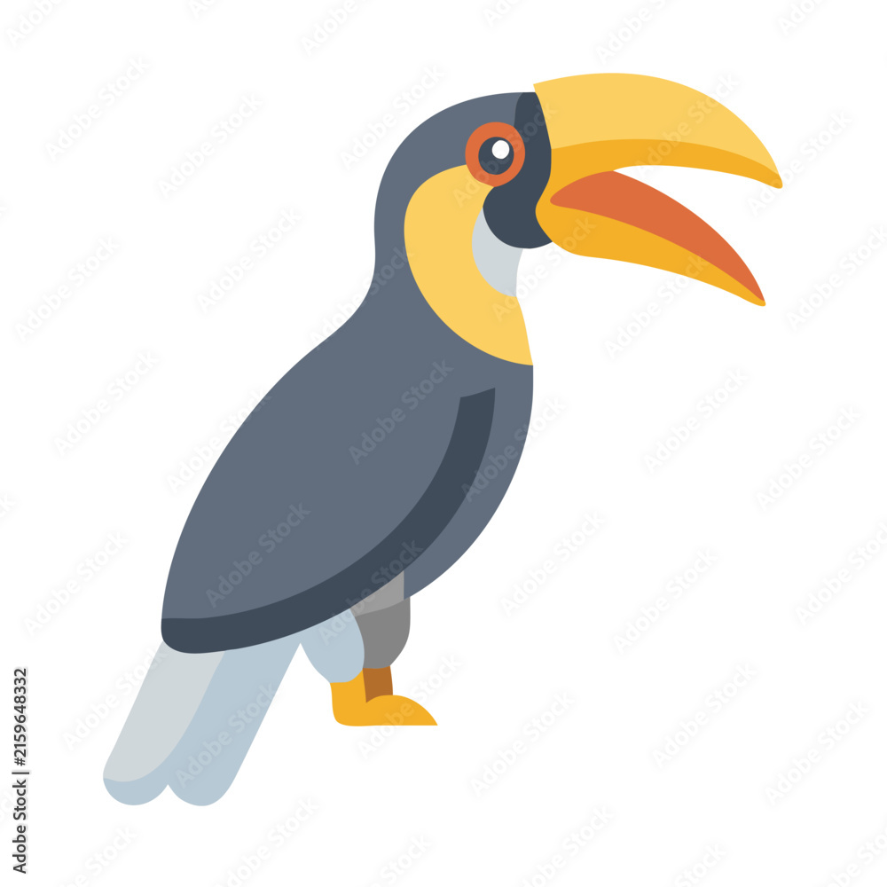Naklejka premium Flat vector illustration of a colorful toucan on black