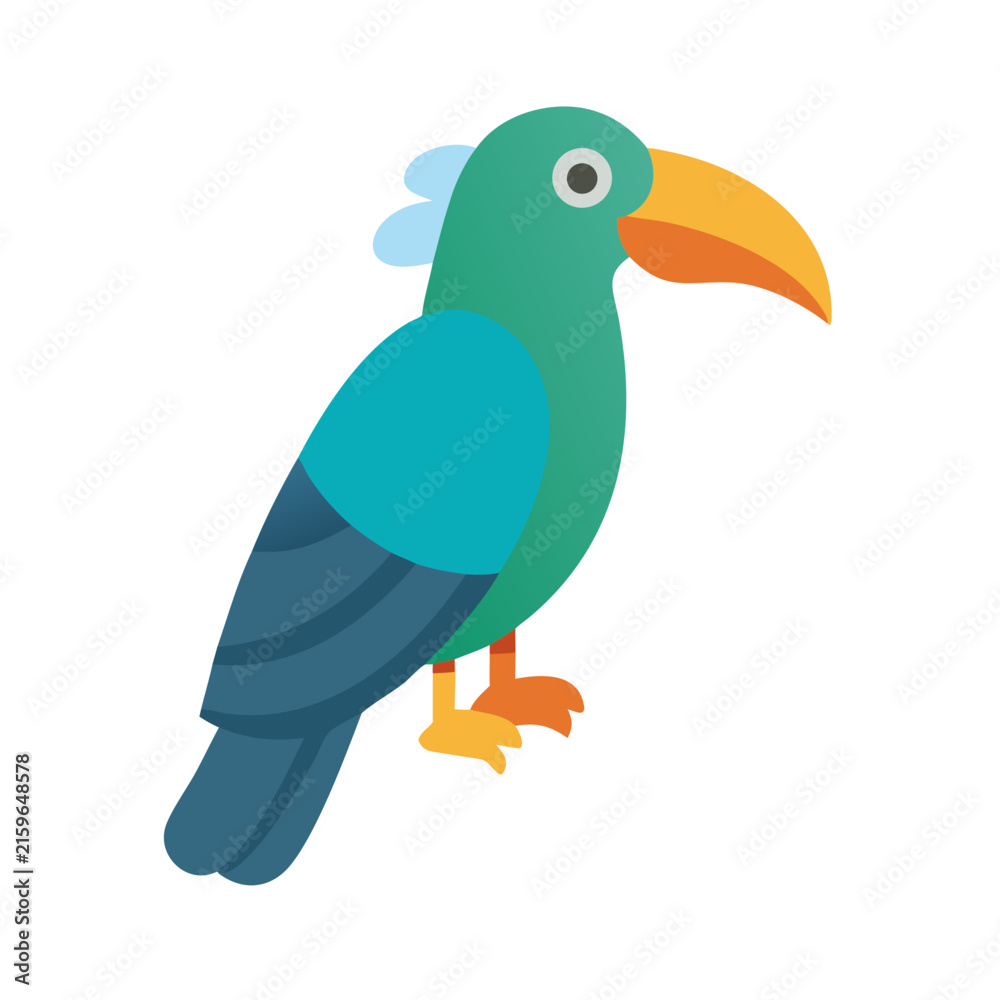 Naklejka premium Stylized toucan bird illustration with graphic flat design on black