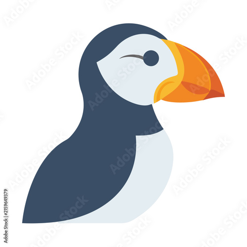 Stylized puffin vector illustration on a black background