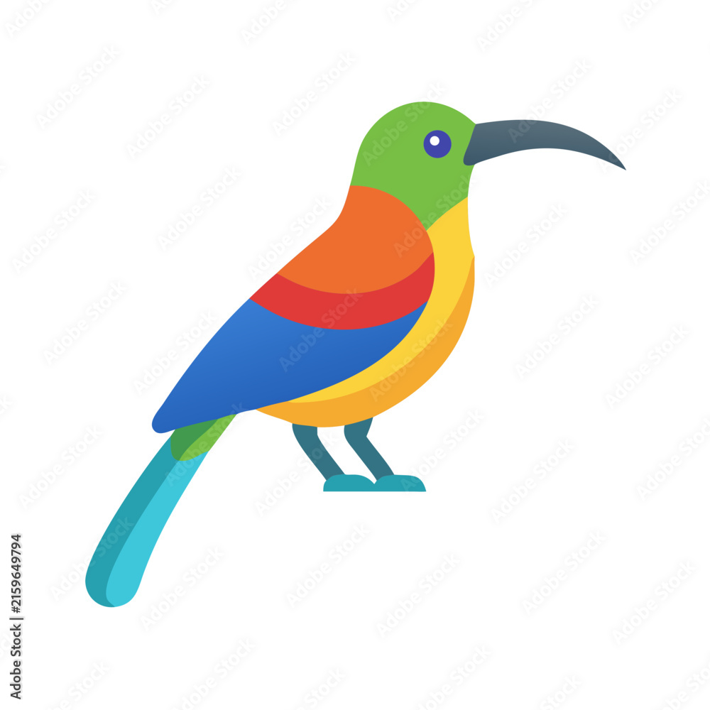 Naklejka premium Stylized flat vector illustration of a colorful toucan