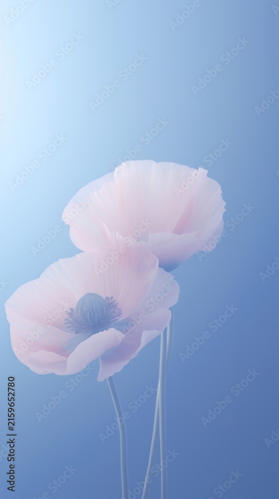 Naklejka premium Blurred gradient blue Poppys poppy outdoors blossom.
