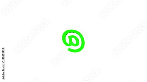 Abstract 3D @ sign animation, elegant loop motion graphic, shiny digital object, minimalistic email symbol for futuristic technology animation
