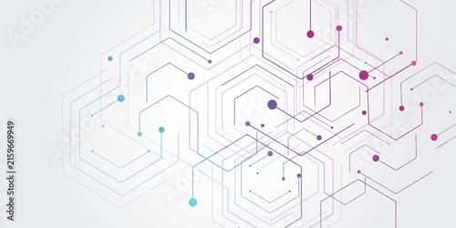 Futuristic Hexagonal Digital Circuit Network Background