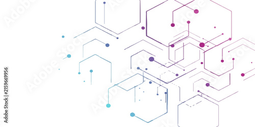 Neon Hexagon Technology Circuit Network on Dark Background