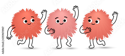 Cute Pink Monster Cartoon Characters Dancing for Halloween Party