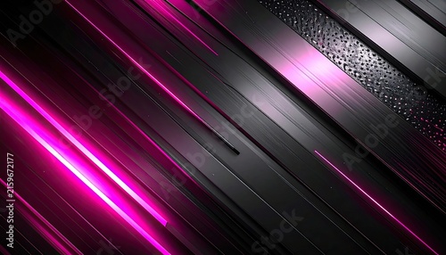 Geometric lines with vibrant pink and dark metallic textures in a dynamic composition.