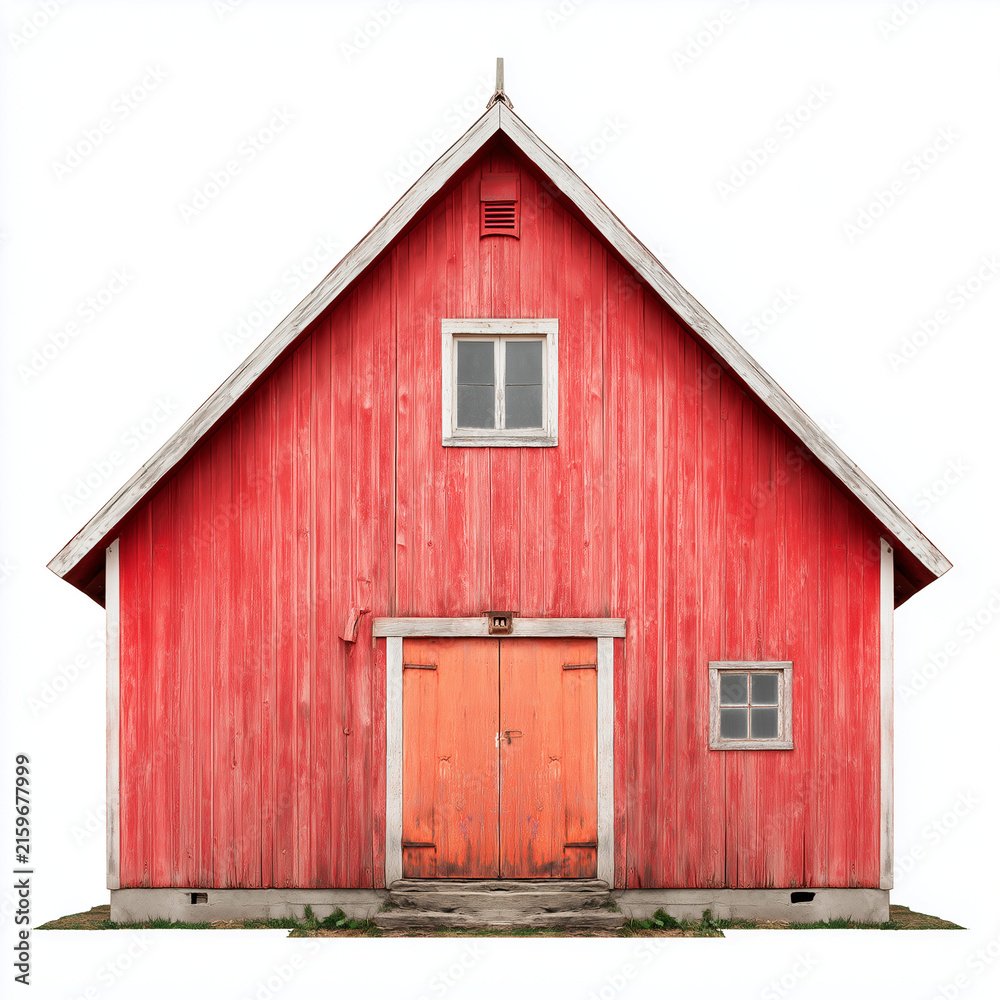 Naklejka premium Red Wooden Country House Home