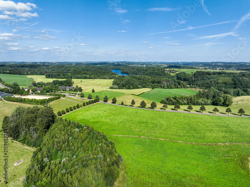 Aerial view of the Neye Reservoir, city of Wipperfürth, village of Neye, Oberbergischer Kreis, North Rhine-Westphalia, Germany.