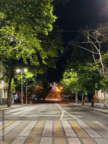 Canvastavla nighttime streets of Sevastopol, empty roads against the backdrop of a gasoline crisis