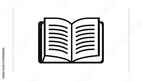 Bild auf Leinwand Original name(s): Open textbook icon showing readable printed lines simple minimalist bold black outline dictionary library literature vector illustrationKeywords