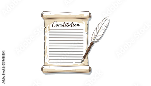  Original name(s): Vintage constitution parchment scroll document with ancient feather quill pen hand drawn sketch outline vector illustration.svg