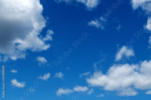 Blue sky with white clouds, macro.