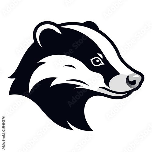 Black and white badger head illustration