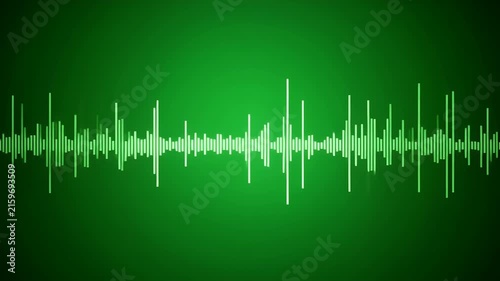A green digital sound wave visualization against a dark green gradient background.