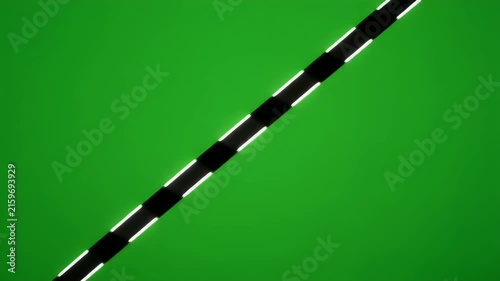 A black arrow with white dashed accents points upwards on a green background.